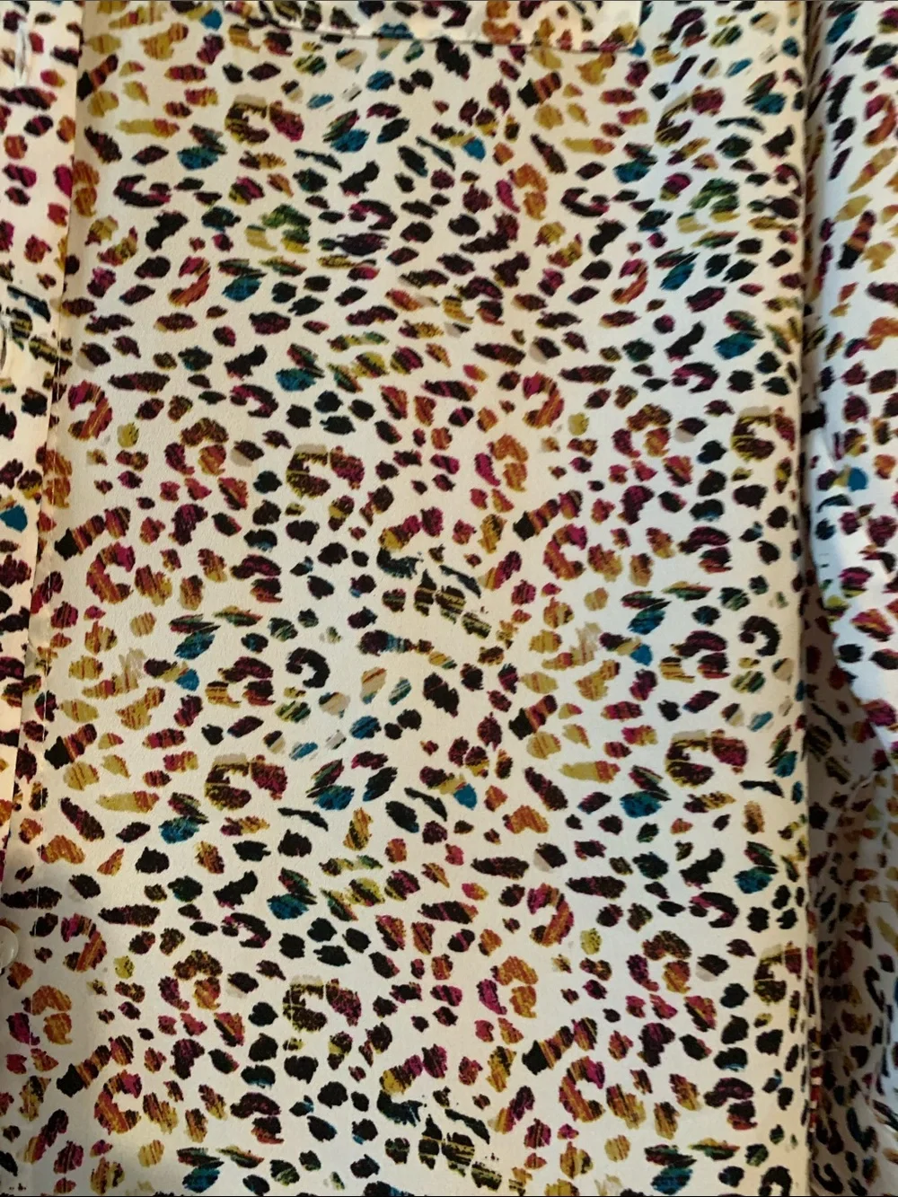 Apt. 9 Cream Button-Up Shirt with Multicolor Leopard Spots